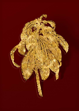 Gold Botanical on Red