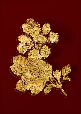 Gold Botanical on Red