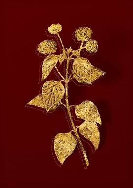 Gold Botanical on Red