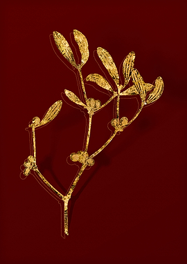 Gold Botanical on Red