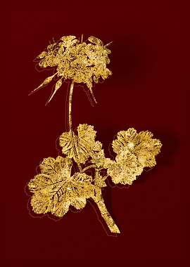 Gold Botanical on Red