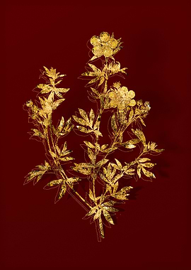 Gold Botanical on Red