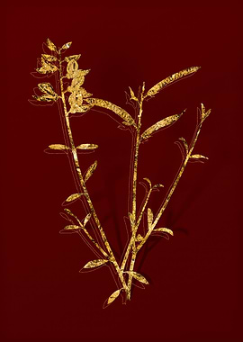 Gold Botanical on Red