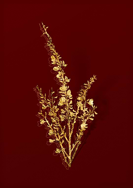 Gold Botanical on Red