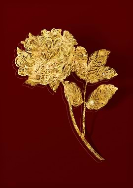 Gold Botanical on Red
