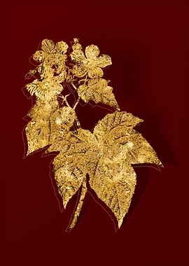 Gold Botanical on Red