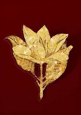 Gold Botanical on Red