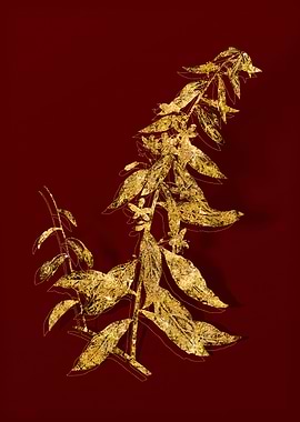 Gold Flora on Red