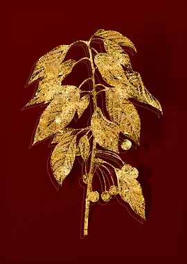 Gold Botanical on Red