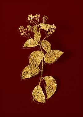 Gold Botanical on Red