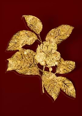 Gold Botanical on Red