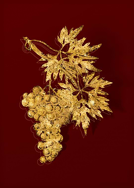 Gold Flora on Red