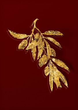 Gold Botanical on Red