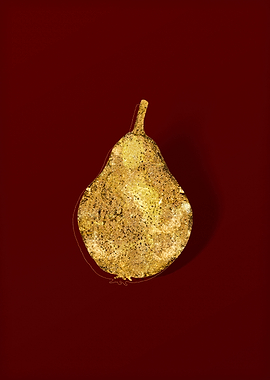 Gold Botanical on Red