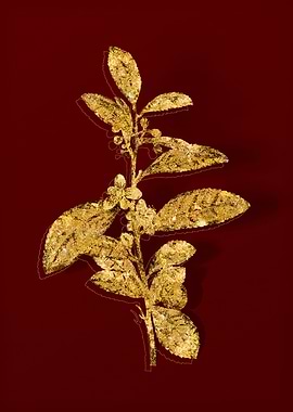 Gold Botanical on Red