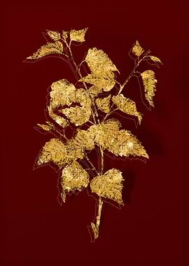 Gold Botanical on Red