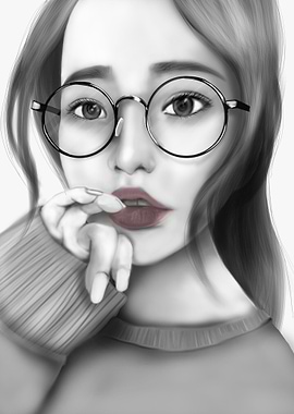 red lips BW Glasses women