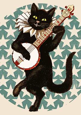 BANJO CAT Retro Vintage