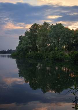 On the lake before sunset