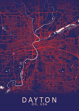 Dayton OH USA City Map