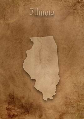 Illinois Vintage Map