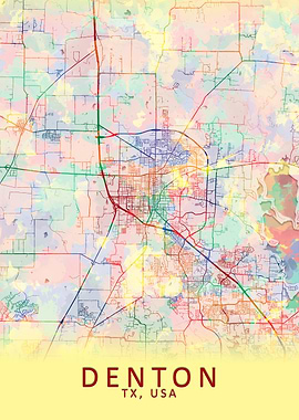 Denton TX USA City Map