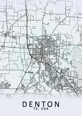 Denton TX USA City Map