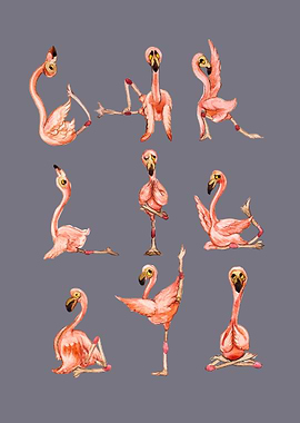 Flamingo Yoga Watercolor