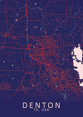 Denton TX USA City Map