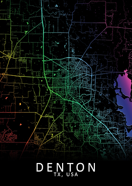 Denton TX USA City Map
