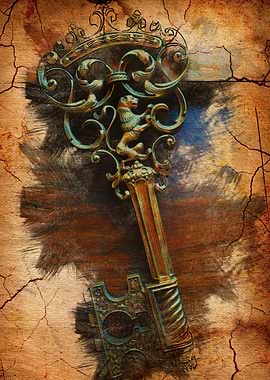 Steam Punk Old Key Lion