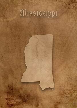Mississippi Vintage Map