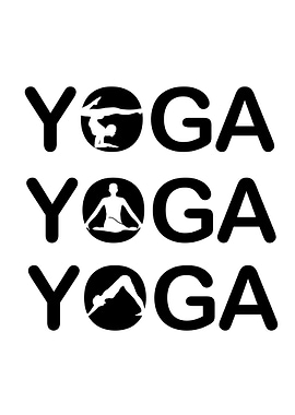 Yoga text with silhouette