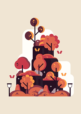 Flat Mountain Side Trees