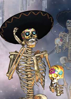 Funny sugar skull skeleton