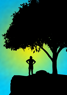 Alone Man Under Tree