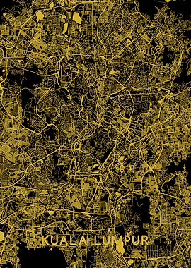 Kuala Lumpur map gold