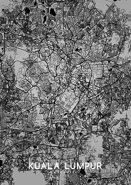 Kuala Lumpur map BW