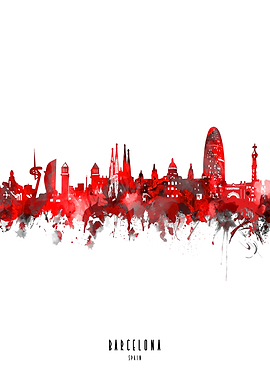 barcelona watercolor red