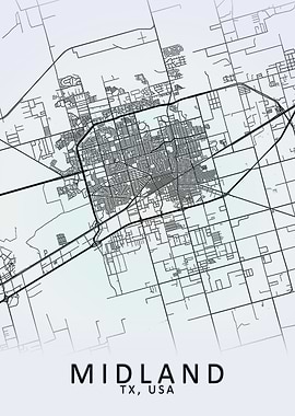 Midland TX USA City Map