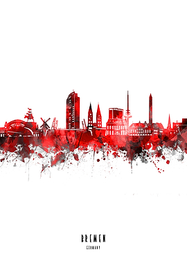 bremen watercolor red