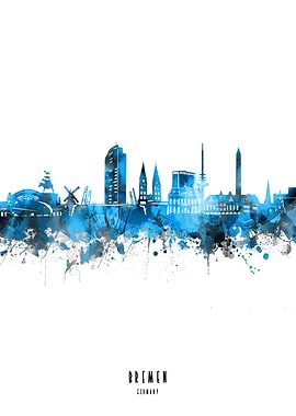 bremen watercolor blue