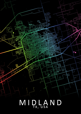 Midland TX USA City Map