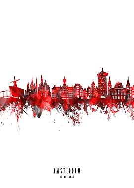 amsterdam watercolor red