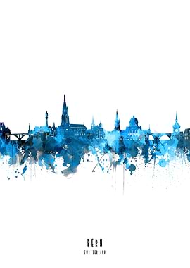 bern watercolor blue