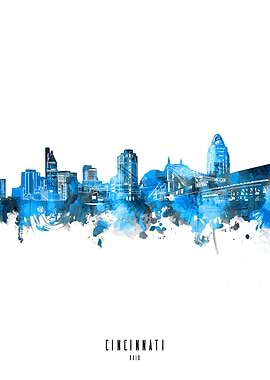 cincinnati watercolor blue