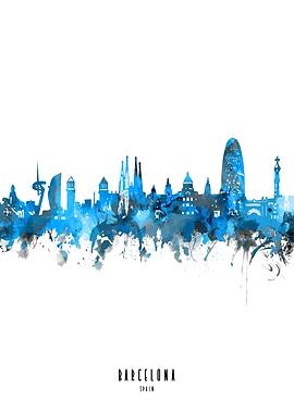 barcelona watercolor blue