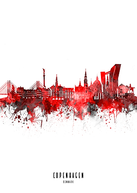 copenhagen watercolor red