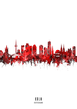 cologne watercolor red