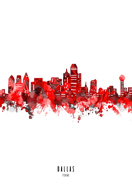 dallas watercolor red
